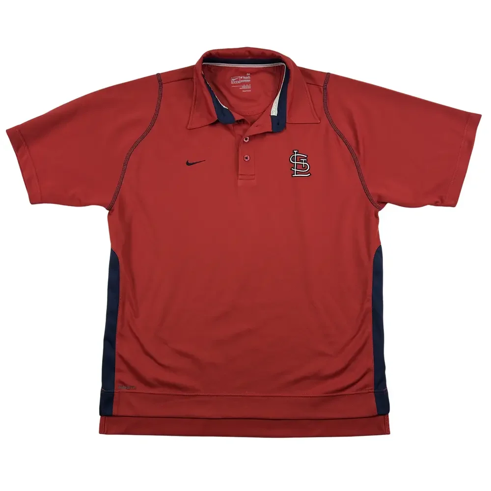 Nike St. Louis Cardinals Polo Shirt Mens Medium Red MLB Authentic Team Apparel